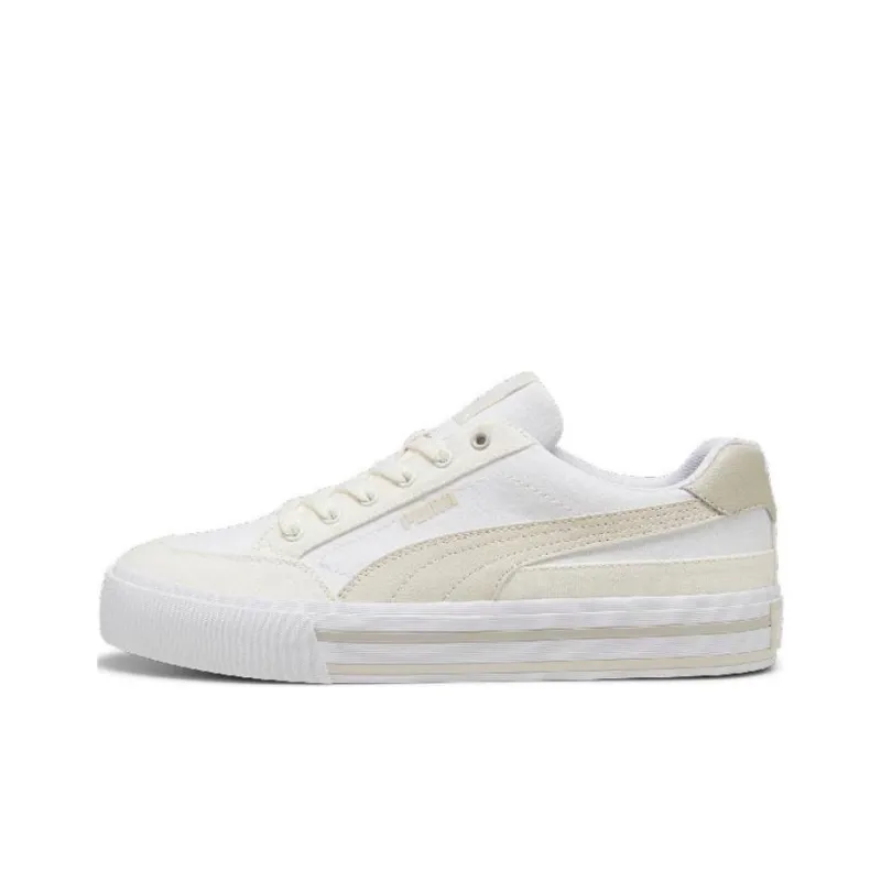 PUMA Court Classic Vulc FS Breathable Low-Top Skateboard Shoes Unisex White Beige-0