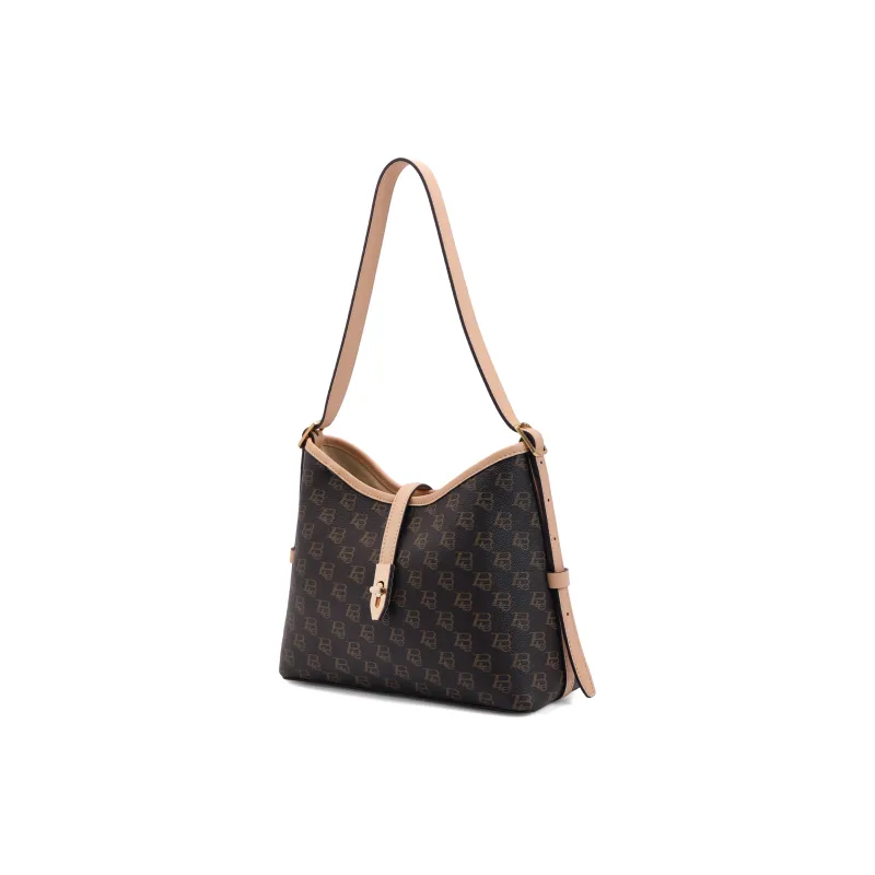 BELLE Premium Texture Shoulder Bag Women's Coffee, Beige-1