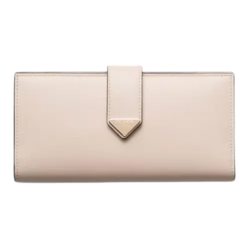 PRADA Leather Wallet Large Size Women's Light Brown