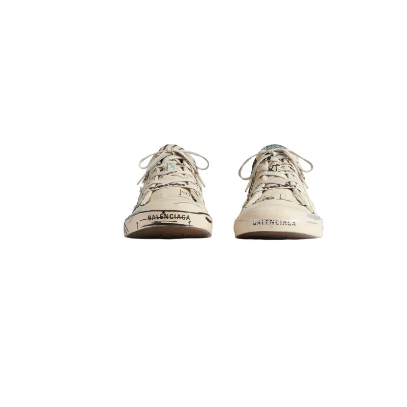 Balenciaga Paris Sketch Low-Top Canvas Shoes Men's Light Beige-3