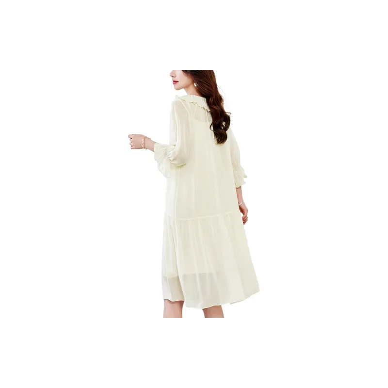 To The West Long Sleeved Dresses Women's Beige-2