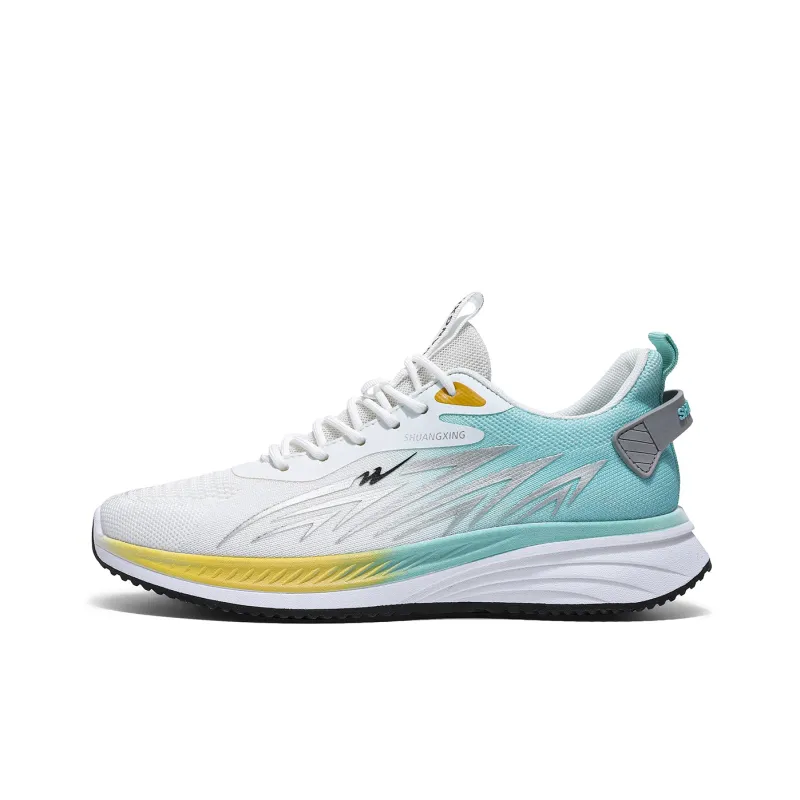 Binary Shock Absorbing, Non Slip, Wear Resistant, Breathable And Lightweight Low Top Running Shoes Men's White Green-0