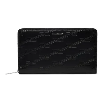 Balenciaga Phenol Cow Leather Wallet Men's Black