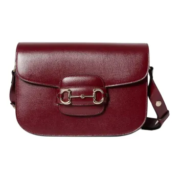 GUCCI Horsebit 1955 Leather Handbag, Shoulder Bag Women's Red