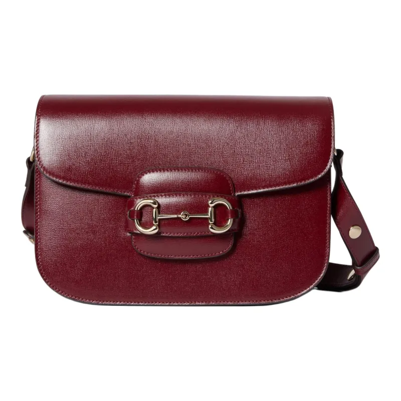 GUCCI Horsebit 1955 Leather Handbag, Shoulder Bag Women's Red-0