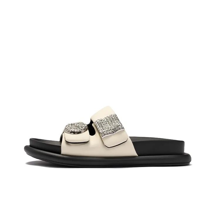JOSINY Slide Slippers Women's Black, Ecru, Silver-3