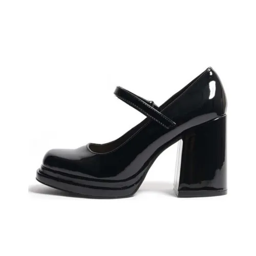 STEVE MADDEN Chunky Heel Mary Jane Shoes 9.7cm Women's Black