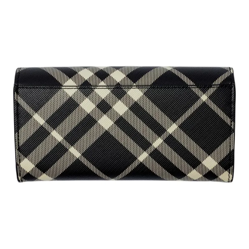 Burberry Polyurethane Wallet Women's Black & White-2