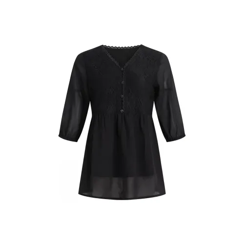 Mapping Chiffon Shirts Women's Black