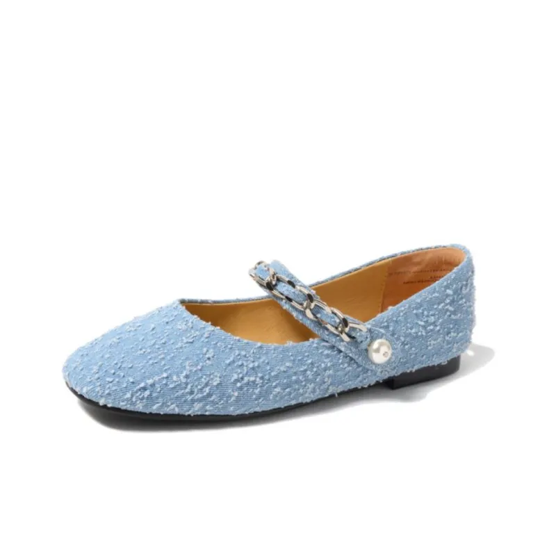 STEVE MADDEN Flat Mary Jane Shoes 1.3cm Women's Denim Blue-2