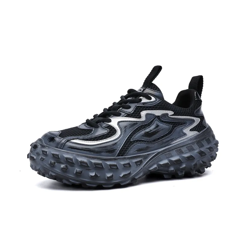 TRUMPPIPE Balanced Wear Resistant Low Top Chunky Sneakers Men's Black Gray-1