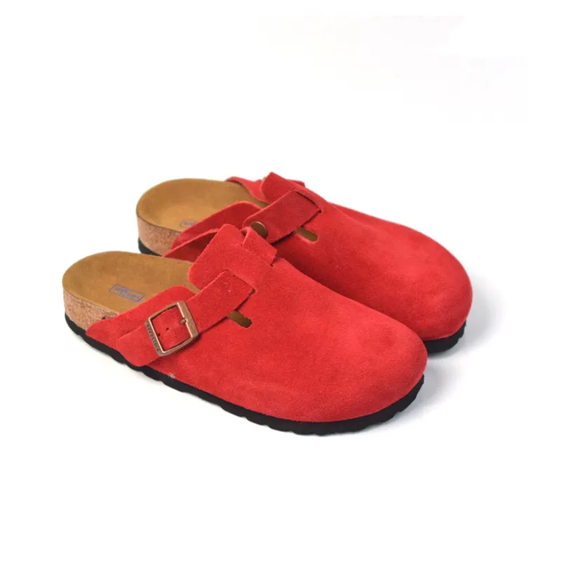 Boku Cork Sole Abrasion Resistant Slip Resistant Closed Toe Slippers Unisex Red-4