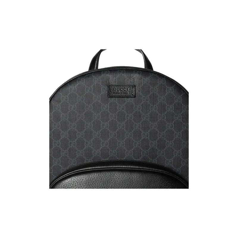 GUCCI Canvas With Leather Trim Backpack Medium Size Men's Black-7