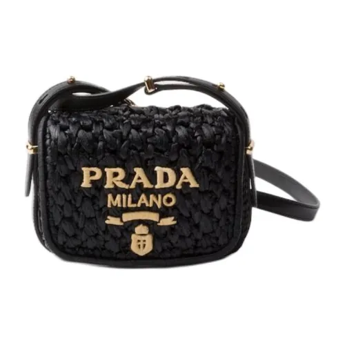 PRADA zipped With Leather Shoulder Bag, Crossbody Bag Women's Black