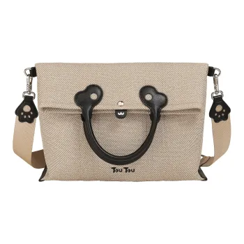 TOUTOU PU Canvas Bag, Crossbody Bag Large Size Women's Warm Apricot