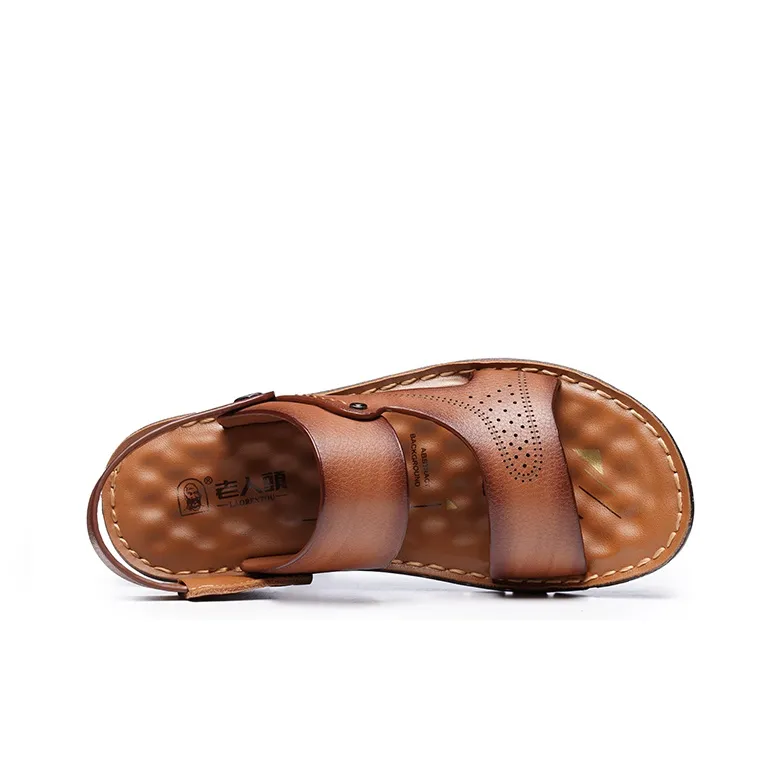 LAORENTOU Beach Sandals Men Brown, Khaki-7