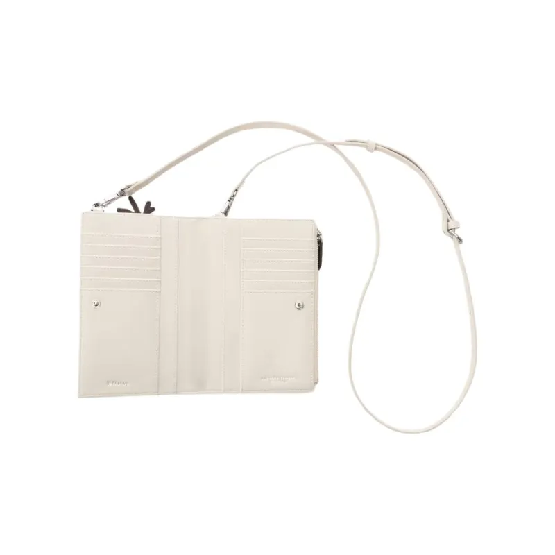 SAMANTHA THAVASA Artificial Leather Wallet Crossbody Bag Shoulder Bag Cell Phone Pouch Women's White-3