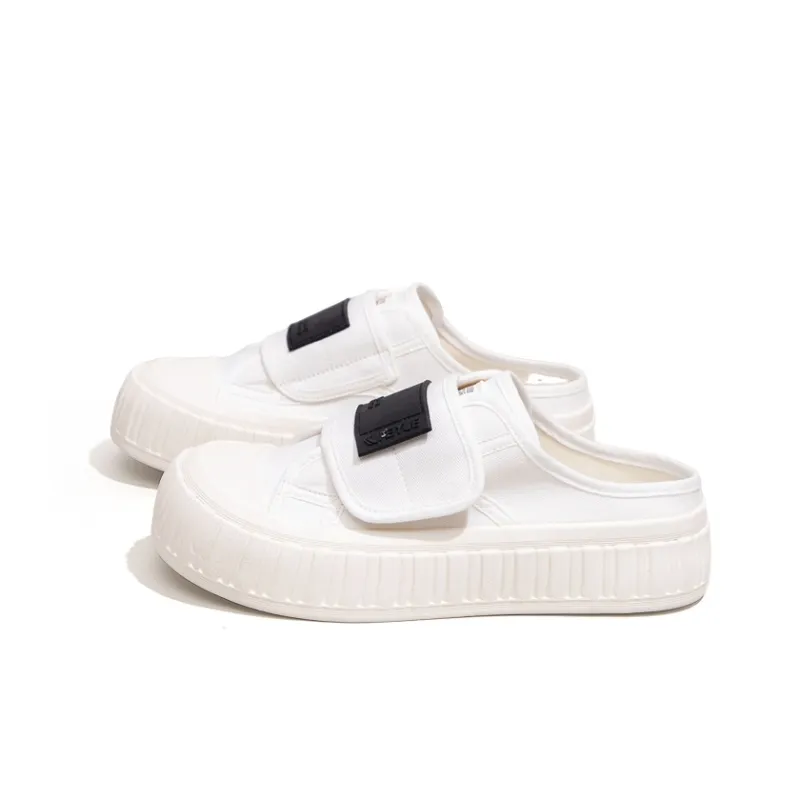 Feiyue Rubber Sole Abrasion Resistant Slip Resistant Closed Toe Slippers Women's White Black-2