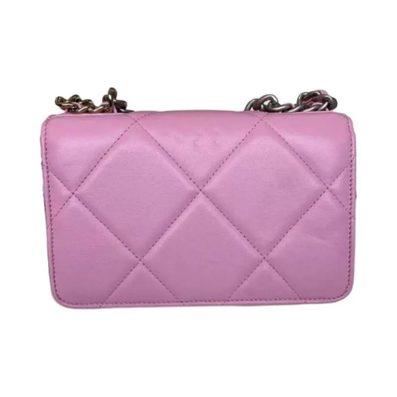 CHANEL 19Bag Sheepskin Shoulder Bag Crossbody Bag Unisex Pink-1