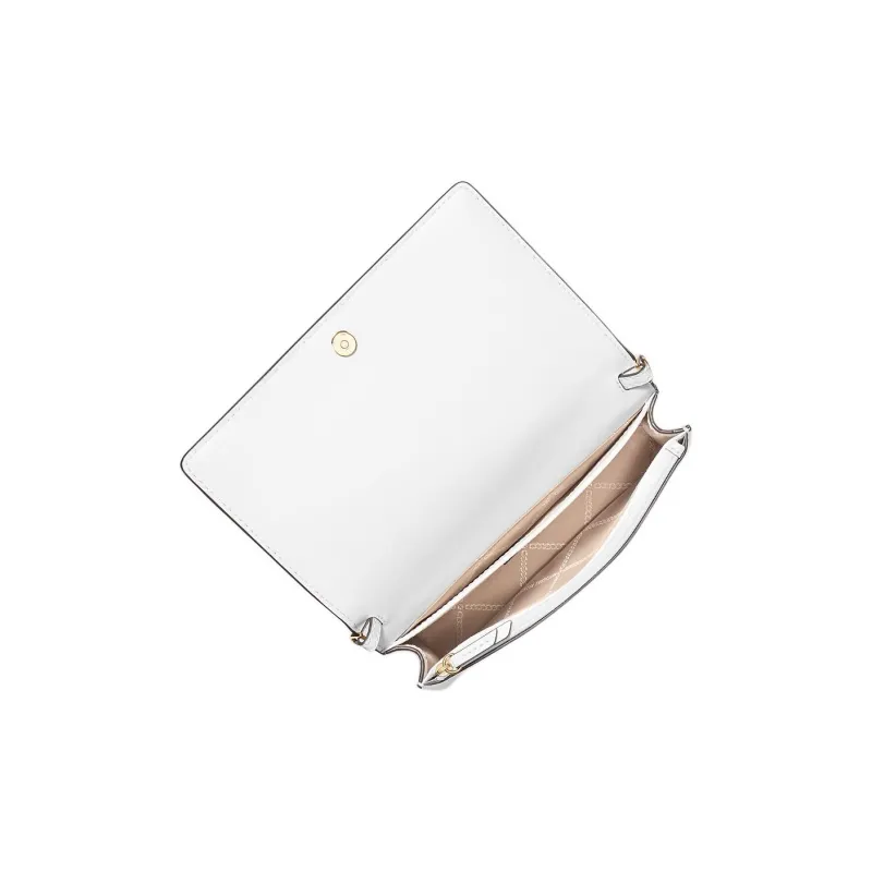 MICHAEL KORS Jet Set Leather Shoulder Bag, Crossbody Bag Medium Size Women's Light White-2