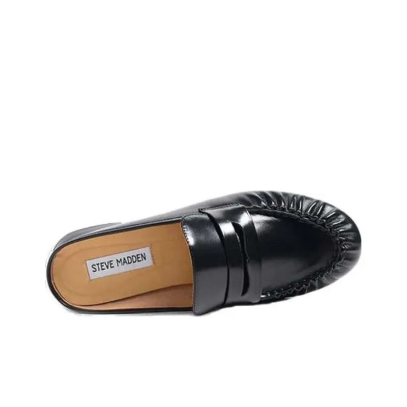 STEVE MADDEN Rubber Sole Abrasion-Resistant Wrap-toe Slippers Women's Black-3
