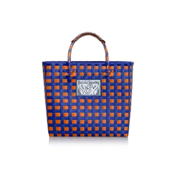 Harris Salome Polypropylene PP Tote Bag Shopping Bag Shoulder Bag Handbag Medium Size Women's Orange Blue