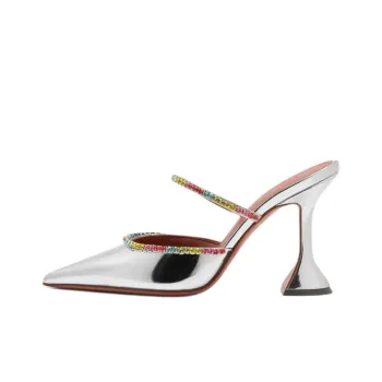 AMINA MUADDI Closed Toe Slippers 9.5cm Women's Silver