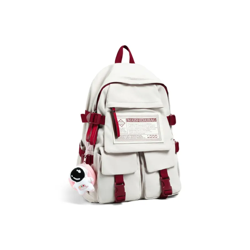 Kevin Cohen Nylon Fabric Backpack Regular Unisex Black/White/Purple-1
