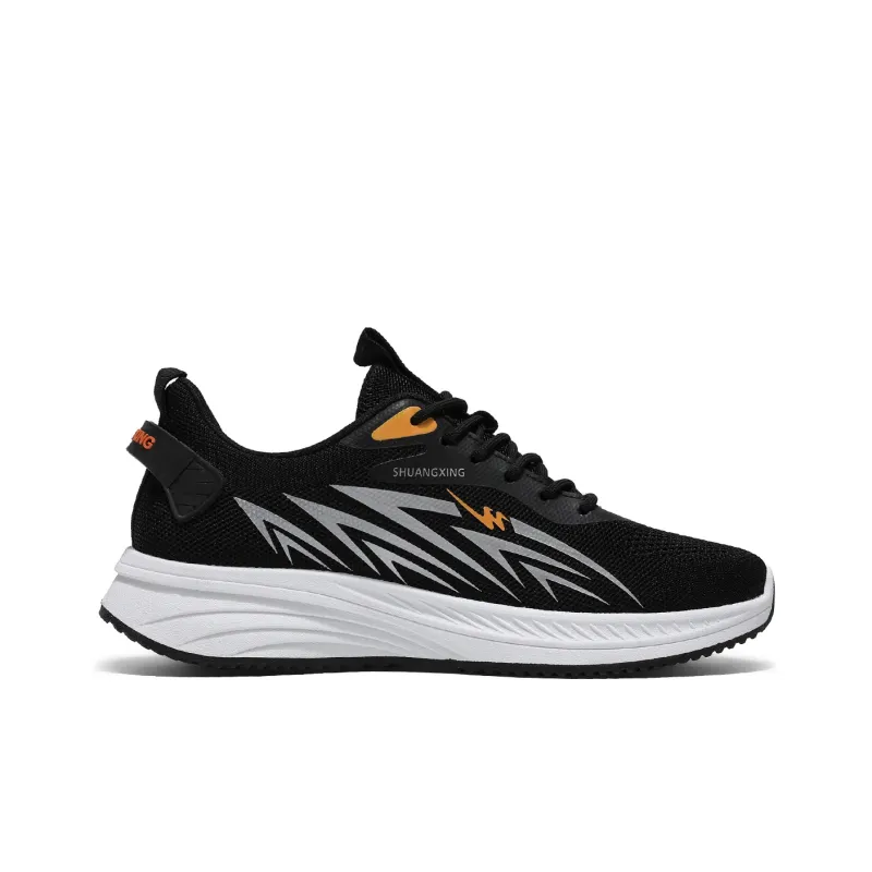 Binary Low Top Running Shoes Men's Black Orange-3