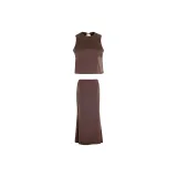 Chocolate Brown Clothing Sets (Tank Top+Skirt)