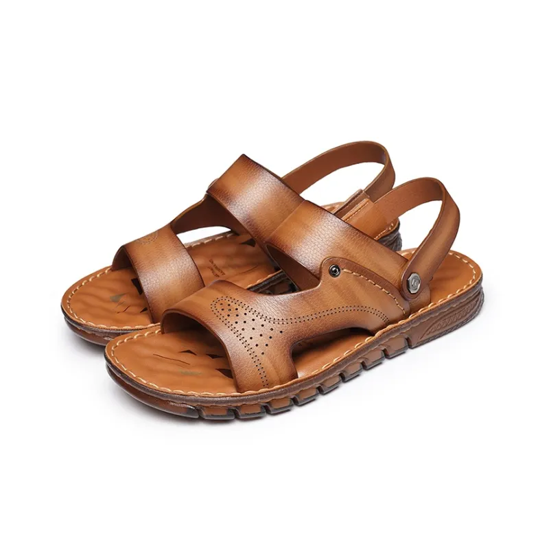 LAORENTOU Beach Sandals Men Brown, Khaki-3