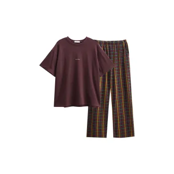 Same Language Pajama Set Women's Dark Plum Sauce Plaid