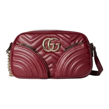 GUCCI GG Marmont Leather Crossbody Bag Shoulder Bag Women's Burgundy