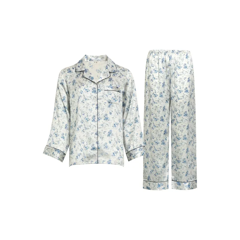 Silk Boundary Pajama Set Women's Celadon White-0