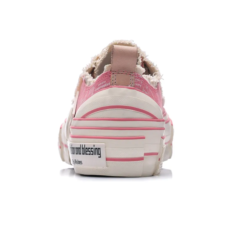Star By Wishes Height Increasing Wear Resistant Breathable Slip Resistant Low Top Skateboard Shoes Unisex Printed Pink-4