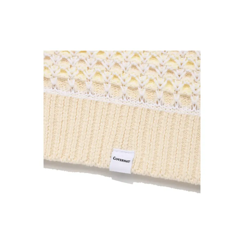 COVERNAT SS24 Polo Knit Sweater Men's Ivory-3