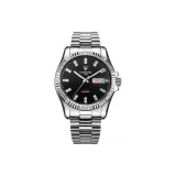 Black Dial Double Diamond White Steel Band 8010
