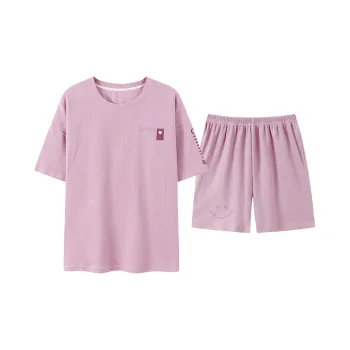 Close-fitting Areas Pajama Set Women's Pink