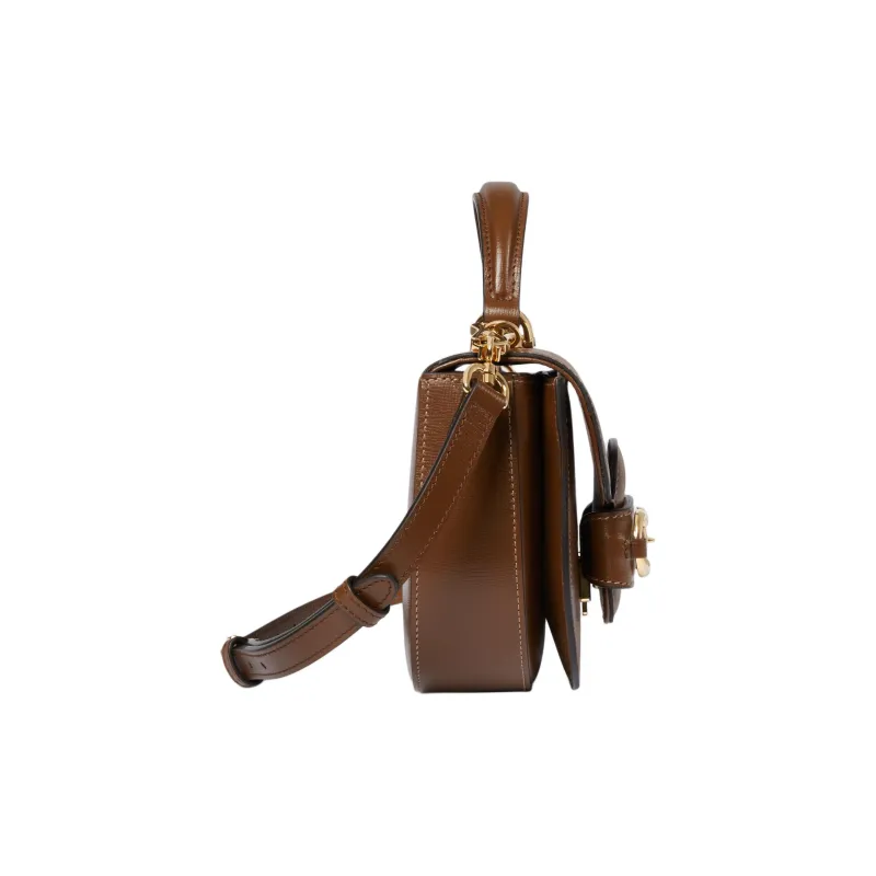 GUCCI Horsebit 1955 Leather Shoulder Bag Crossbody Bag Handbag Mini Women's Brown-2