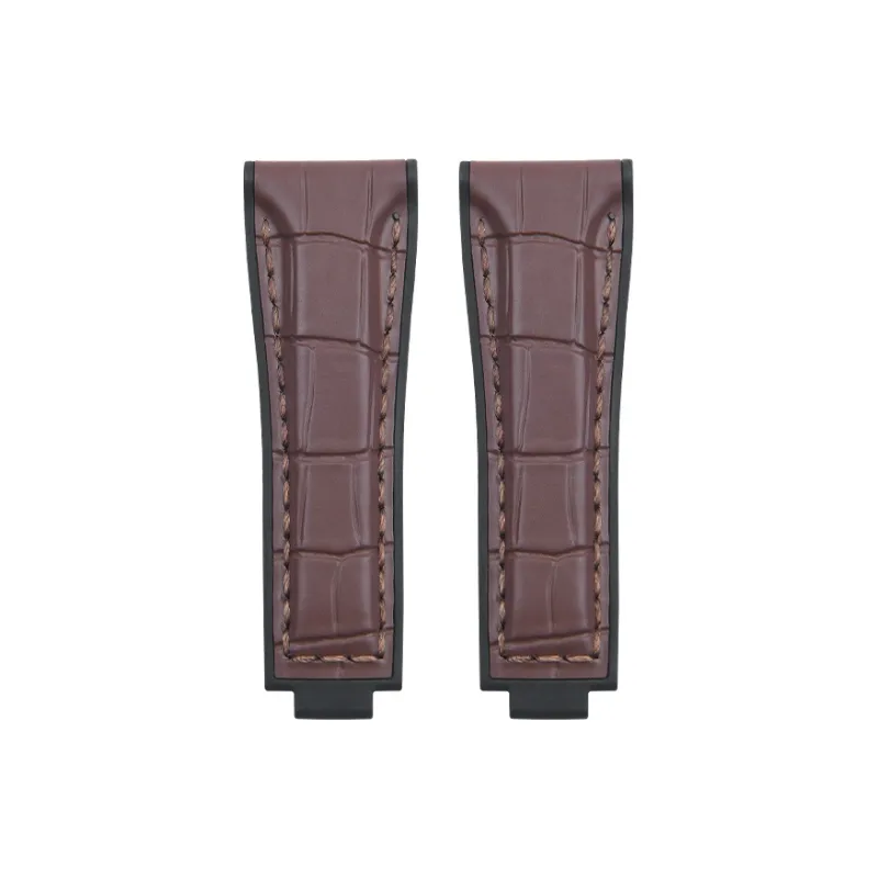 VAGENARI Imitation Crocodile Leather Face Rubber Strap Compatibility With Doxa Yacht Watch Band Unisex-0