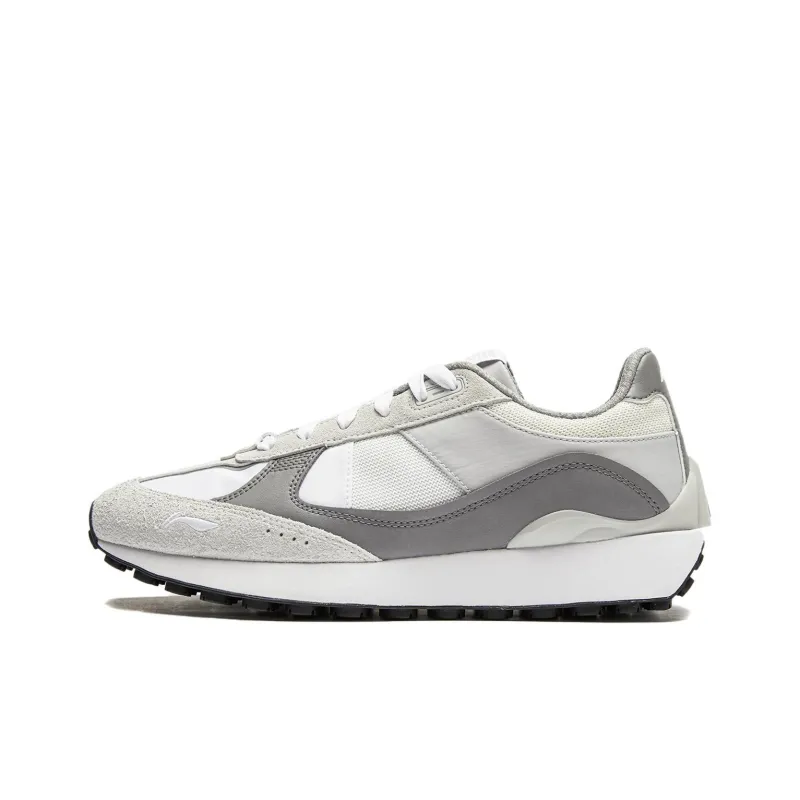 LiNing 70s Heritage Cushioned Slip Resistant Low Top Casual Shoes Men's White Gray-0