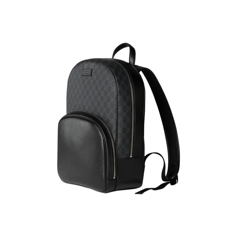 GUCCI Canvas With Leather Trim Backpack Medium Size Men's Black-1