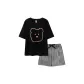 Black (Short-Sleeved Shirt+Shorts)