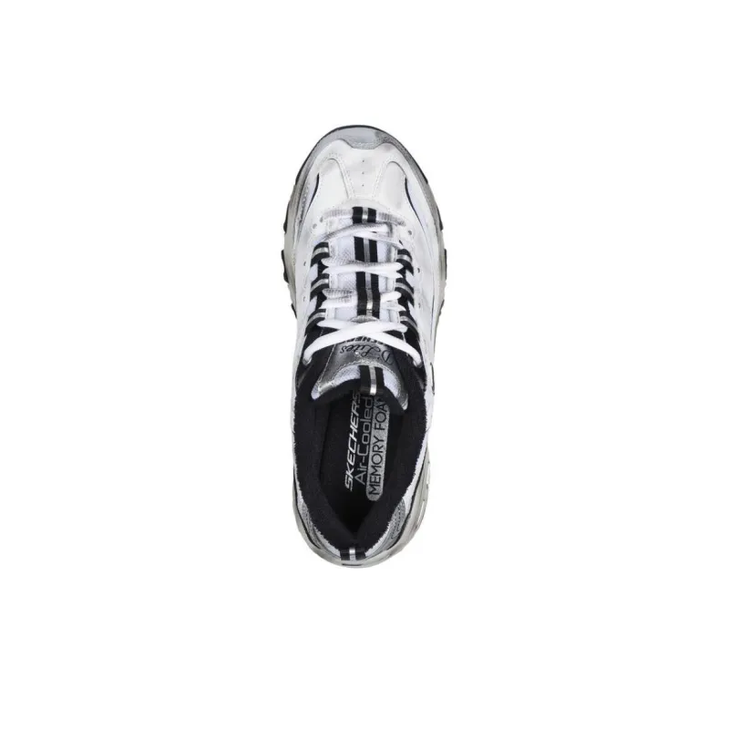 Skechers DLITES Cushioning Anti Slip And Wear Resistant Support Lightweight Low Top Chunky Sneakers Women's White Black-3
