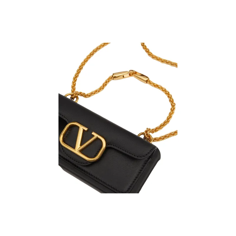 Valentino Calfskin One Shoulder Crossbody Cell Phone Pouch Women's Black-2