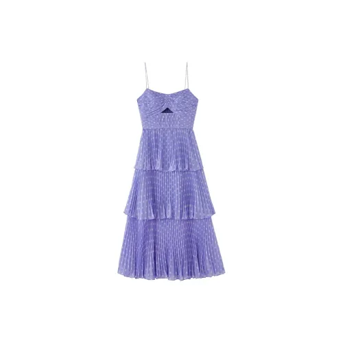 Self-portrait Slip Dresses Women's Purple Dot Pattern