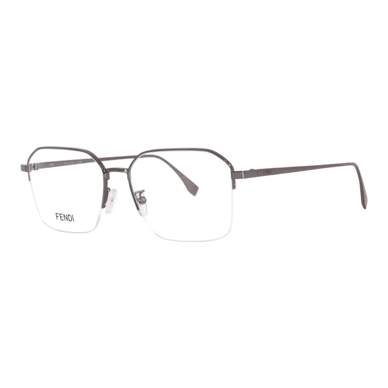 FENDI Metal Irregular Shape Eyeglass Frames Men's Black-0