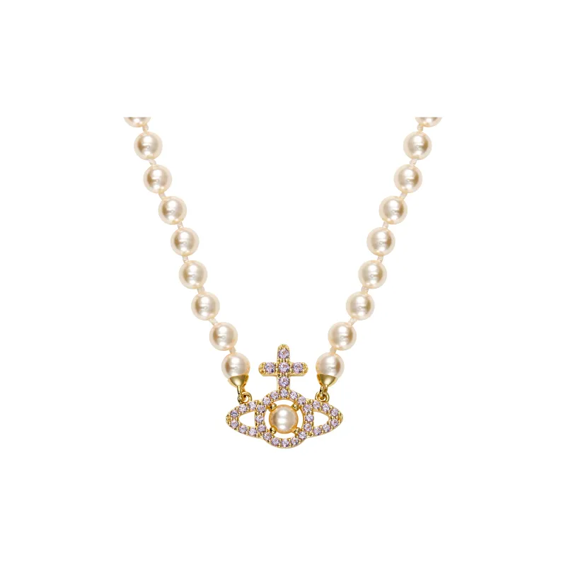 Vivienne Westwood Orb Pendant Embellished Necklace-0