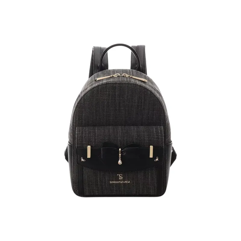 SAMANTHA THAVASA Polypropylene Synthetic Leather Polyester Backpack Women's Black-0