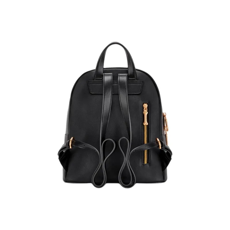 Hush Puppies Cow Leather Backpack Medium Size Women's Black-3